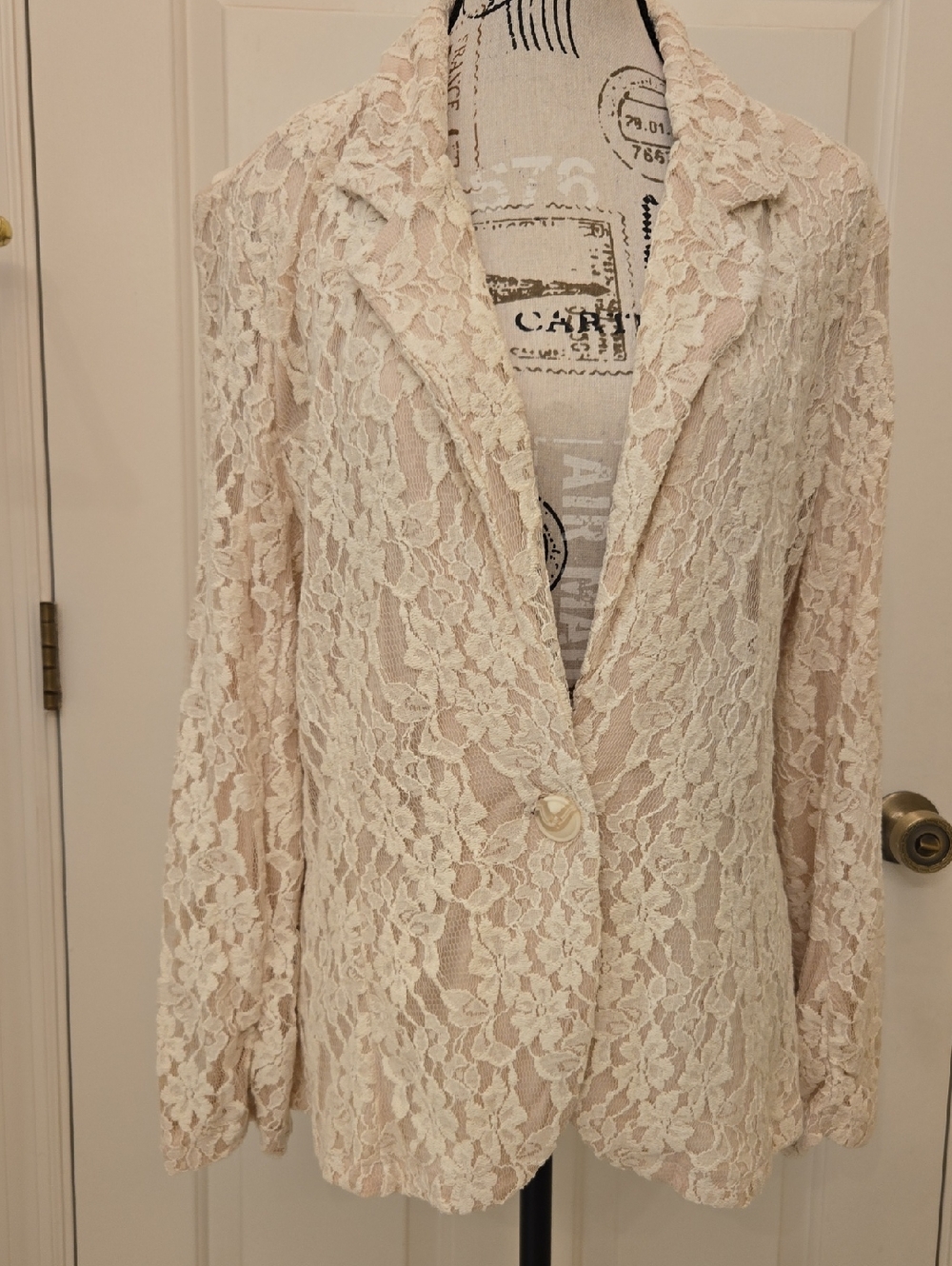 Cupio Cream Lace Blazer Jacket